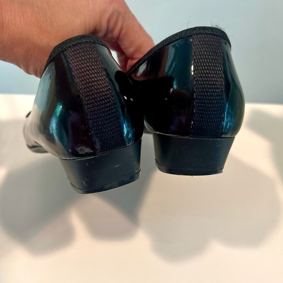 Prada Black Patent Triangle Logo Square Toe & Block Heel Pump Size 37 - Picture 10 of 15